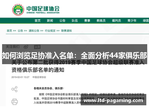 如何浏览足协准入名单：全面分析44家俱乐部
